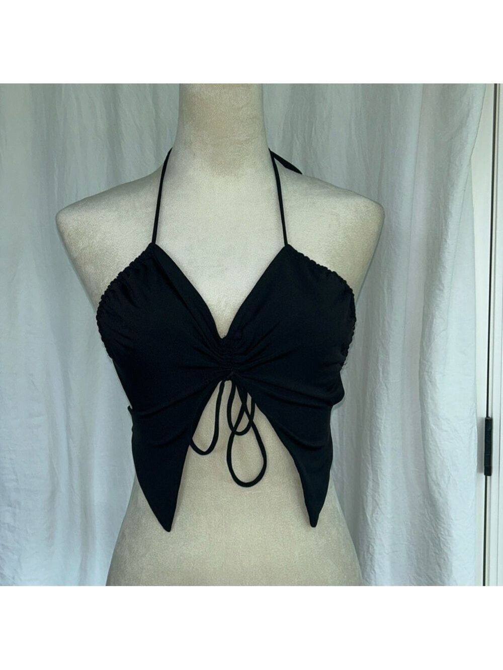 Garage: Black Apron Back Tie Top: Size XS